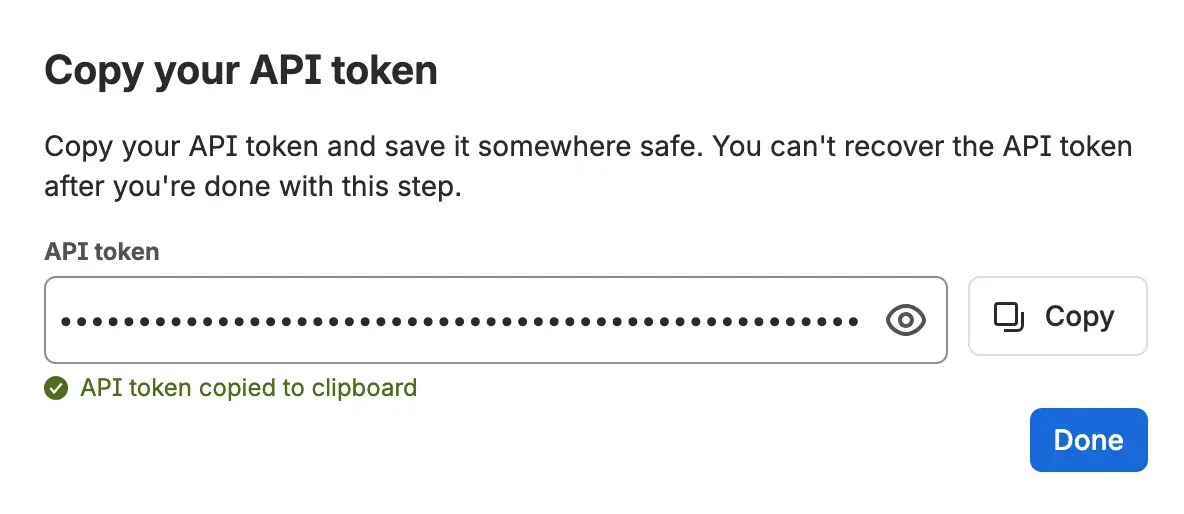 Atlassian Copy your API token dialog